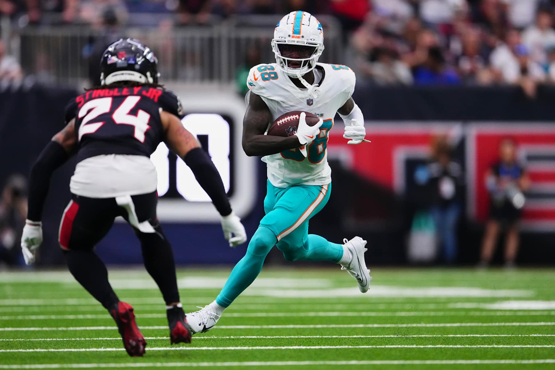 Dolphins receiver Grant DuBose hospitalized overnight after head injury against Texans