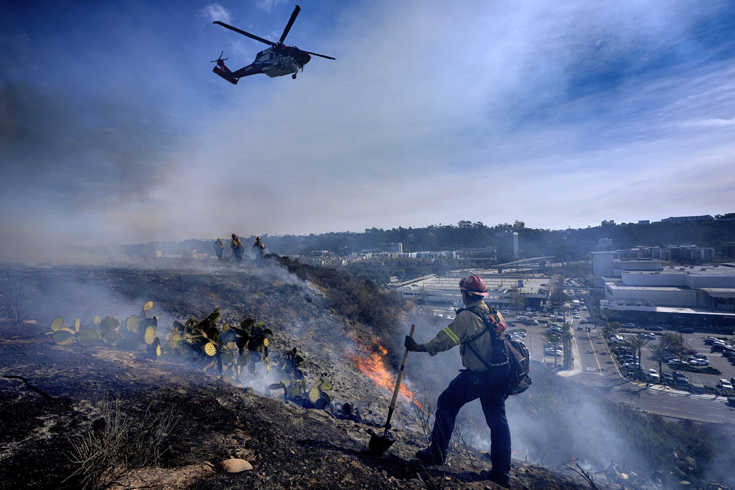 Windy conditions spark new brush fires in Southern California